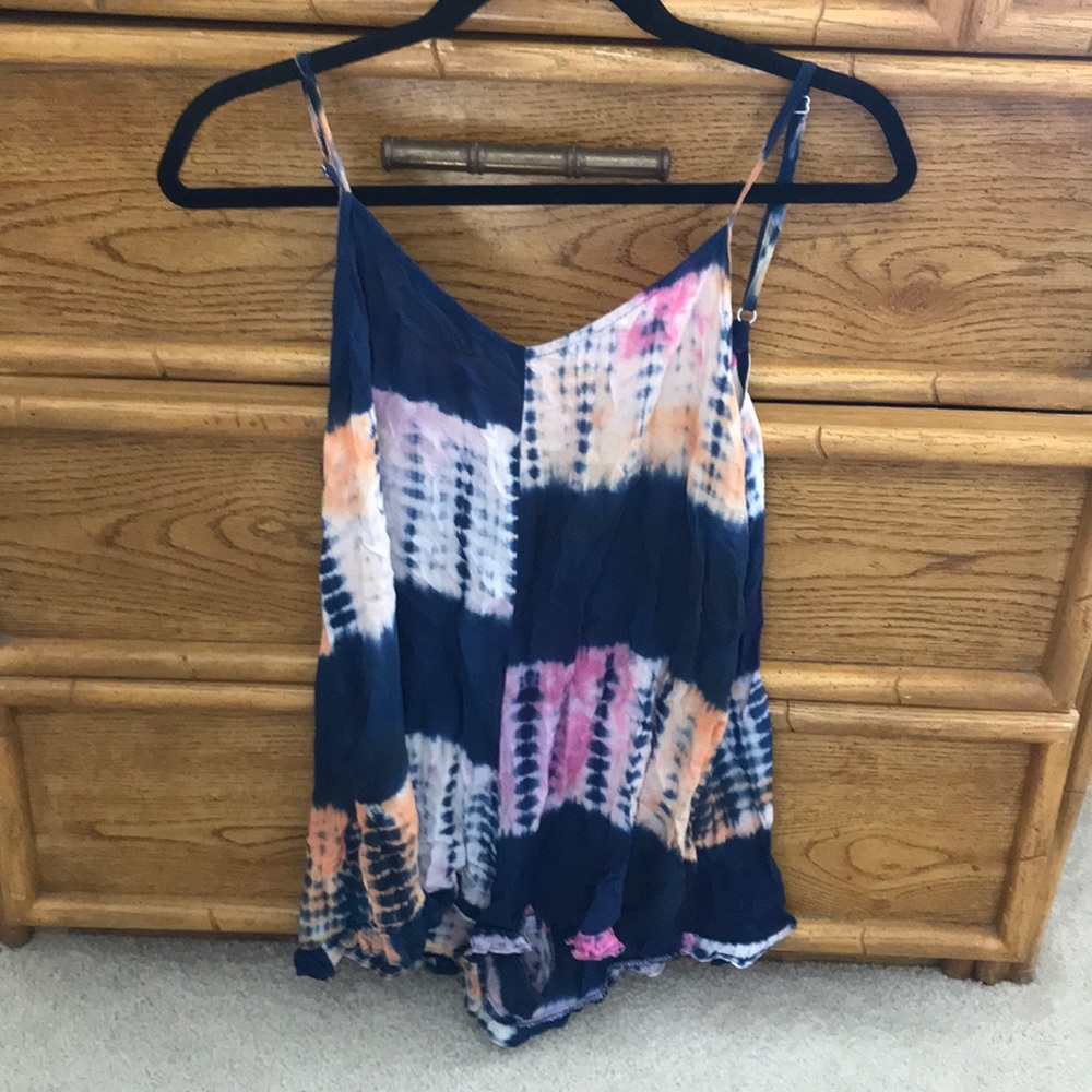 Blue, white and multicolored romper